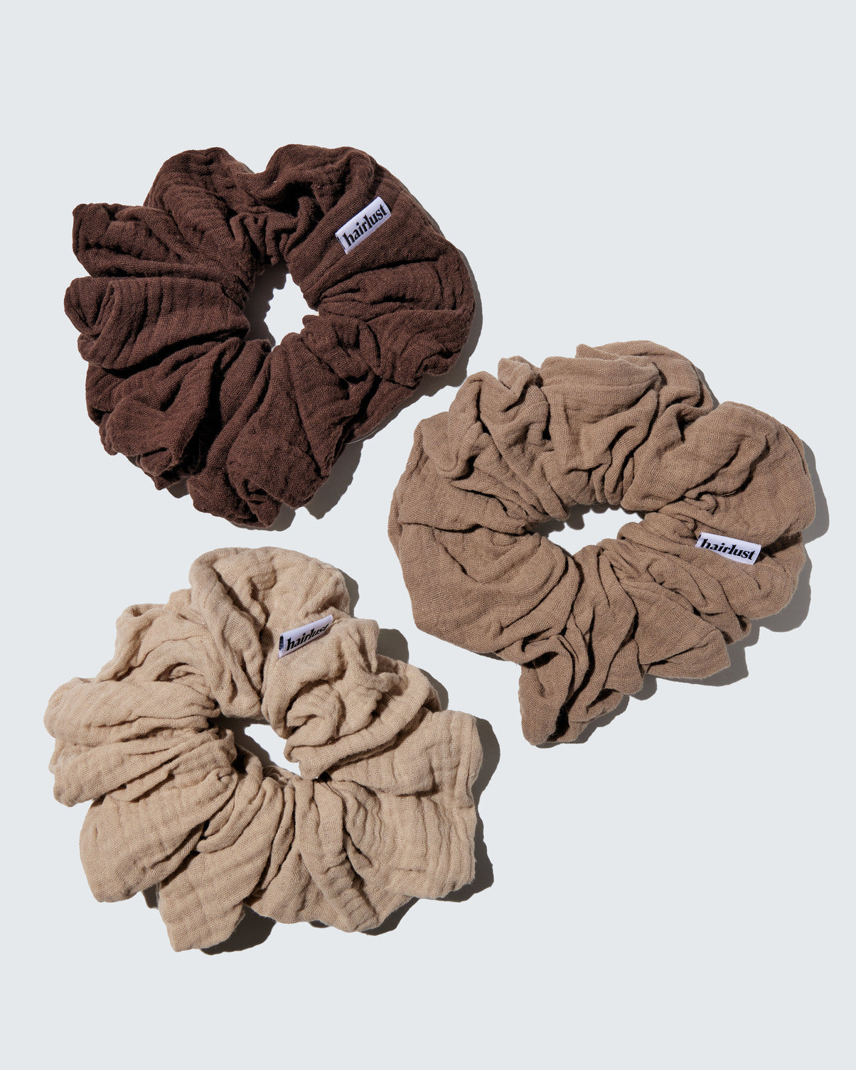 Cotton Scrunchies, XXL, 3-Pack, Coffee